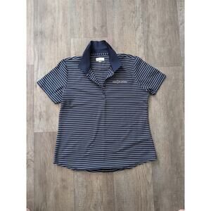 GREG NORMAN The Players Women's Size M Short Sleeve Golf Shirt Navy White Stripe